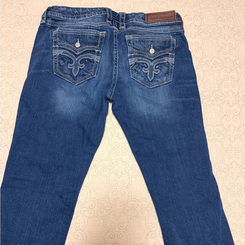 Rock Revival Clair 34 Easy Crop Blue Boot Cut Jeans for Women